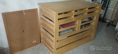 Cassettiere multi cassetti marrone chiaro