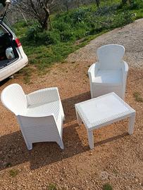 completo 2 sedie più tavolino da esterno