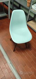 Sedia Design Stile Eames - Verde Menta e Legno