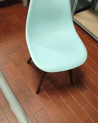 Sedia Design Stile Eames - Verde Menta e Legno