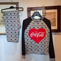 maglia e leggings cotone grigio nero Coca Cola tS