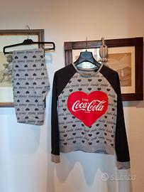 maglia e leggings cotone grigio nero Coca Cola tS