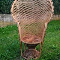 Sedia Pavone in Vimini con rifiniture nere