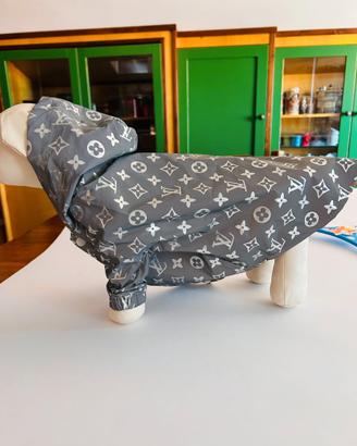 Impermeabile grigio con cappuccio per cane taglia