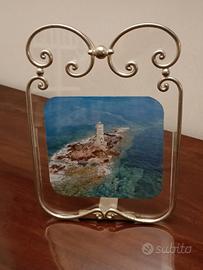 Grande cornice portafoto in metallo e perspex