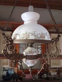 lampadario rustico ottone e vetro