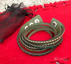 Braccialetto scamosciato verde scuro nuovo