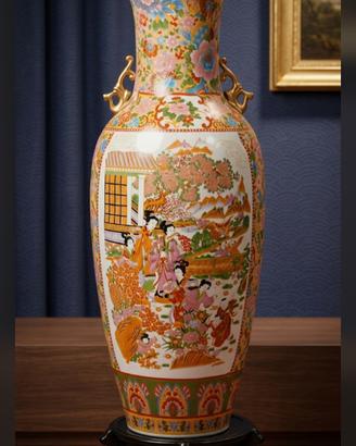 Vaso decorativo in ceramica stile cinese/satsuma