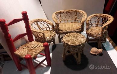 Set gioco salottino impagliato bambola