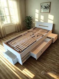 Letto singolo con cassetti e rete regolabile