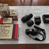 Set fotografico reflex Canon T70 anno 1987