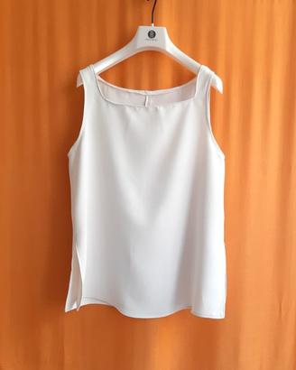Blusa  smanicata fluida panna spacchi laterali