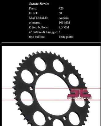 Corona moto 50 denti Yamaha yzf r125