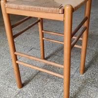 Sgabello vintage Legno Paglia