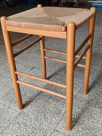 Sgabello vintage Legno Paglia