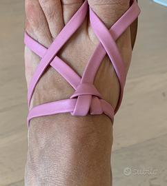 Sandalia artigianali in cuoio rosa infradito 39