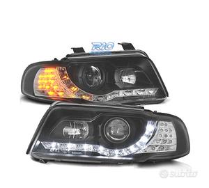 FARI AUDI A4 B5 99-01 LUCE DIURNA A LED FONDO NERO