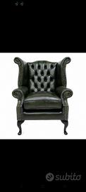 Nuova poltrona chesterfield Queen Anne verde 