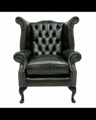Nuova poltrona chesterfield Queen Anne verde 