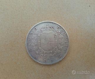 5 lire stemma sabaudo/Vittorio Emanuele II  (1872)