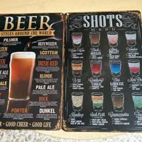 Poster in metallo birra e shots