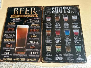 Poster in metallo birra e shots