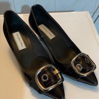 N36 Scarpe décolleté nere lucide con fibia acciaio