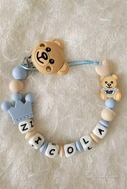 Catenelle porta ciuccio in silicone bimbo bimba