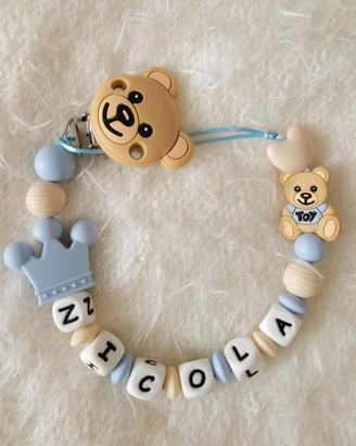 Catenelle porta ciuccio in silicone bimbo bimba