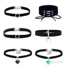 Collana girocollo in velluto di pelle nera
