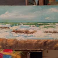 quadro olio su compensato 55x25cm