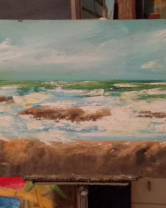 quadro olio su compensato 55x25cm