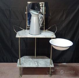TOILETTE FERRO E MARMO COMPLETA DI BROCCA E CATINO