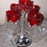 Rose rosse candeliere a 5 lumi nuovo. H23x16Lx13b