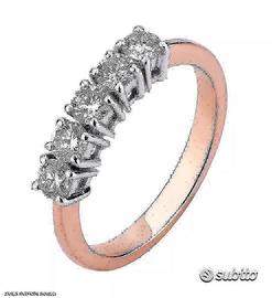 FEDINA ORO BICOLORE 18kt. A 5 DIAMANTI BRILLANTI