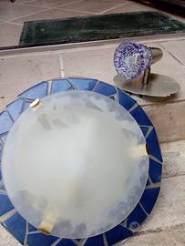 set plafoniera più faretto murano 