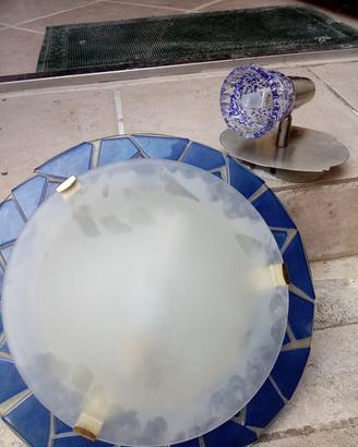 set plafoniera più faretto murano 