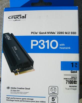 SSD 1TB CRUCIAL P310 con dissipatore x PS5 NUOVO