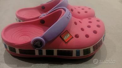 Ciabatte tipo Crocs bambina rosa con logo Lego