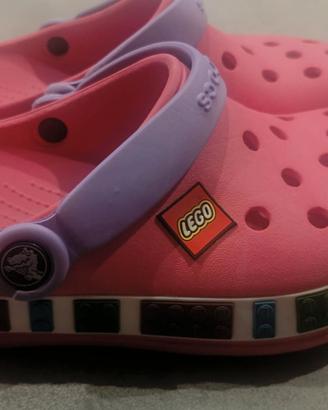 Ciabatte tipo Crocs bambina rosa con logo Lego