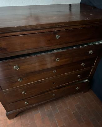 Comò con 5 cassetti antico in legno massello