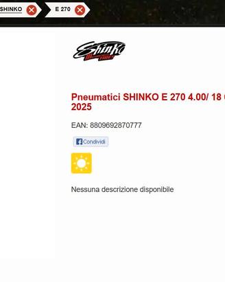 Pneumatici moto Shinko 4.00-18