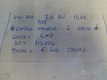 Cambio manuale 6m vw-audi 2.0 16v 110kw