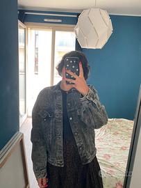 Giacca di jeans grigio/nera vintage