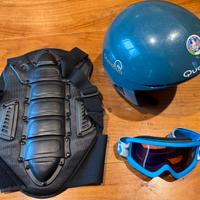 Casco, paraschiena, maschera sci per bambino