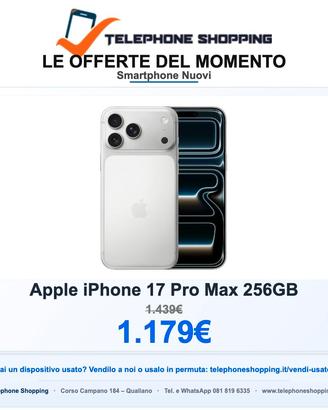 Apple iPhone 17 Pro Max 256GB Nuovo