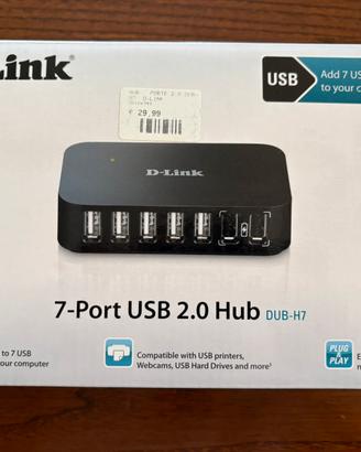 Hub USB 2.0 a 7 porte D-Link - Nuovo con sigilli