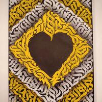 Quadro cuore giallo bianco