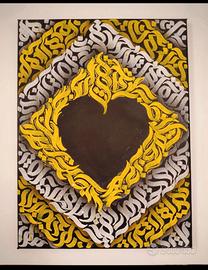 Quadro cuore giallo bianco