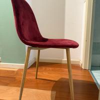 Sedia in velluto bordeaux